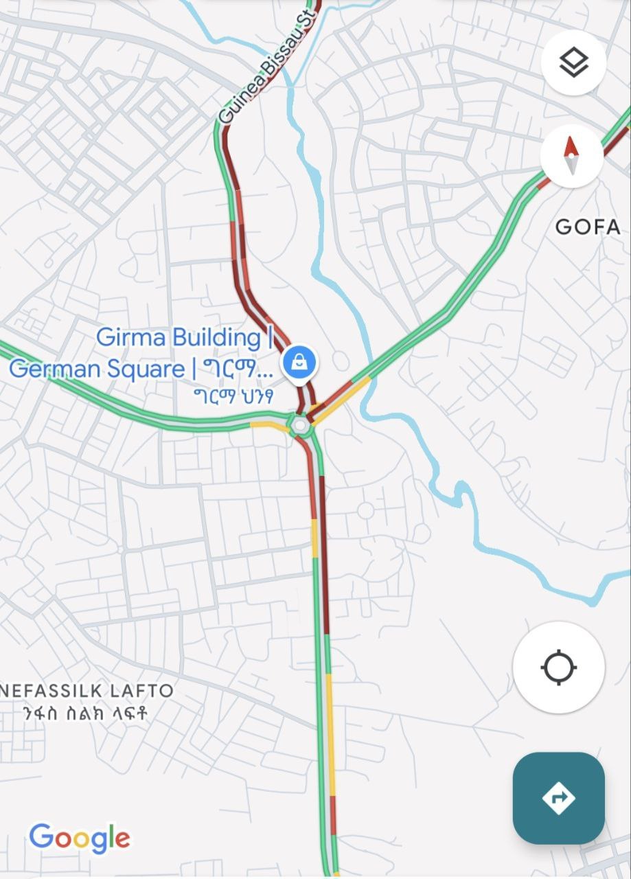 Google Map ቀዩ መስመር